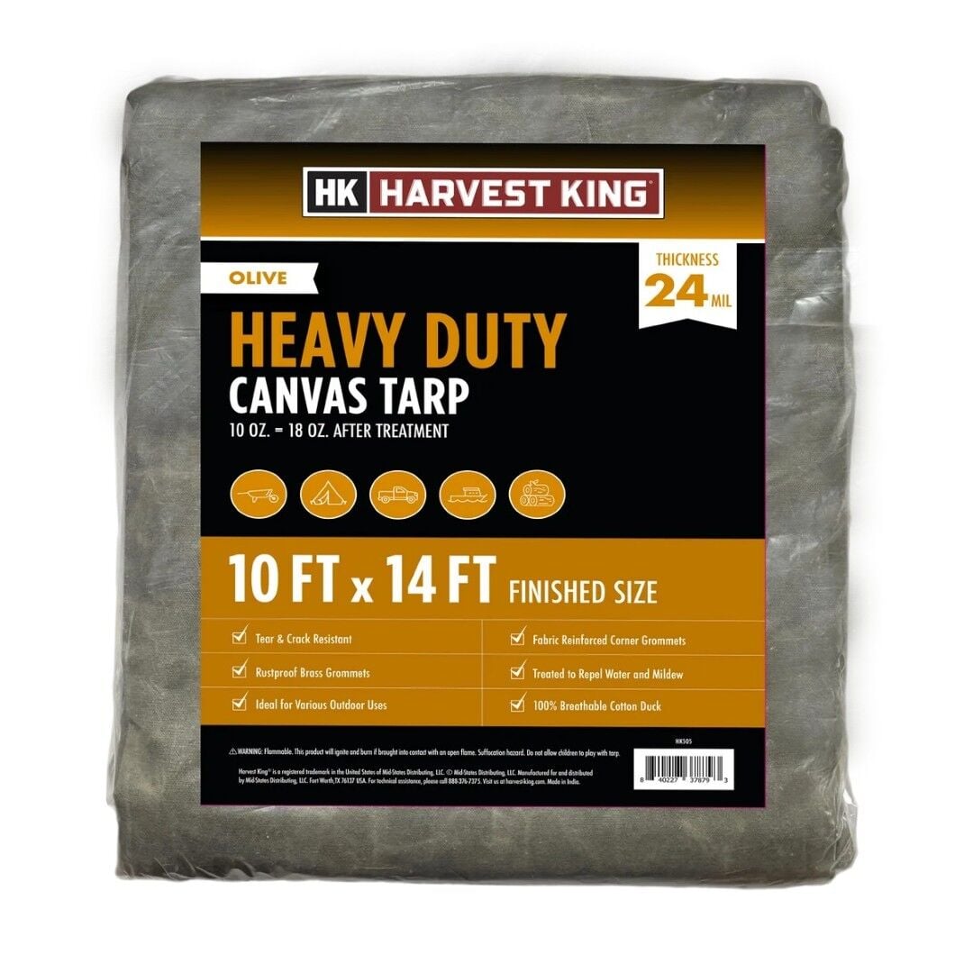 Harvest King Heavy Duty Canvas Tarp, 10 ft. x 14 ft.