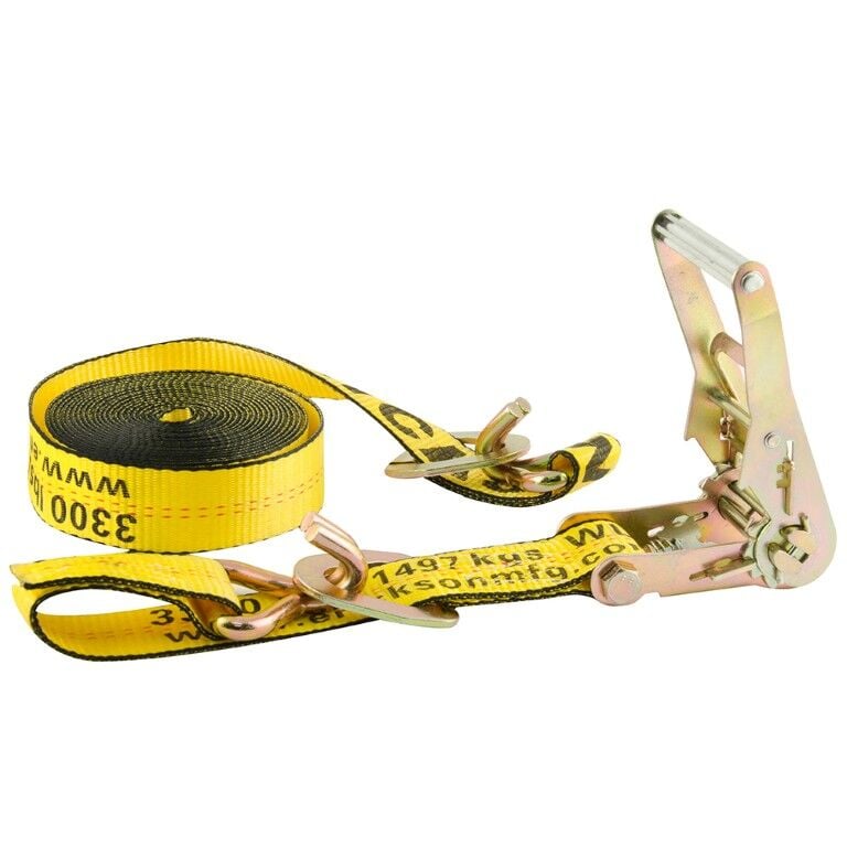 Erickson Ratchet Strap with Double J-Hooks & Floating D-Rings, 10,000 lbs., Yellow, 2 in. x 20 ft.