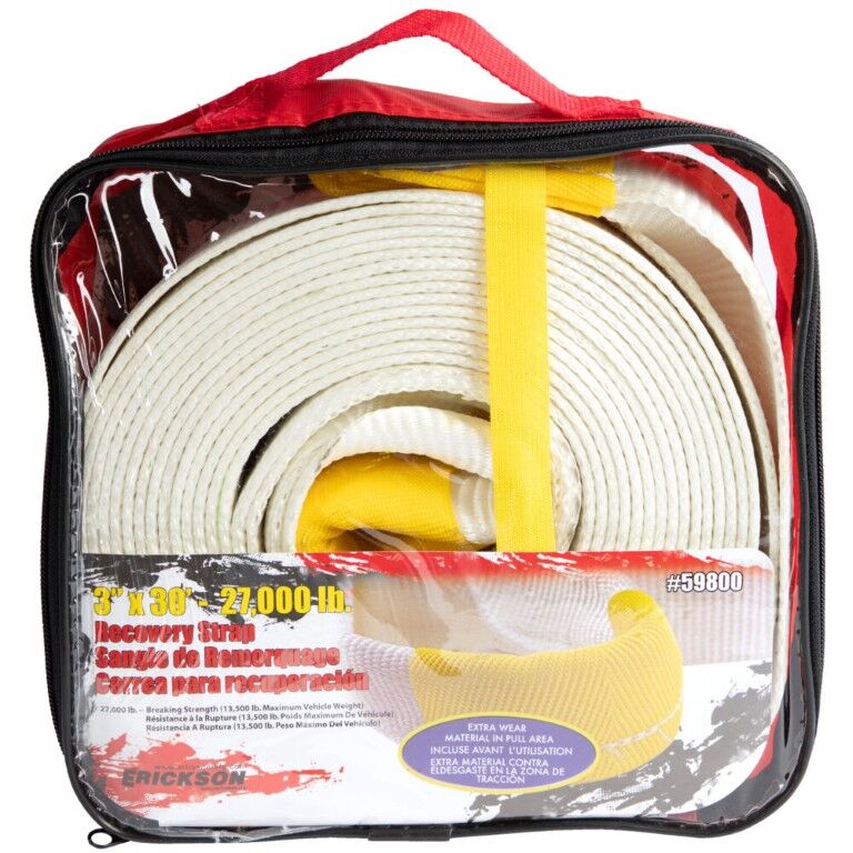 Erickson Recovery Strap, 27,000 lbs., White, 3 in. x 30 ft.