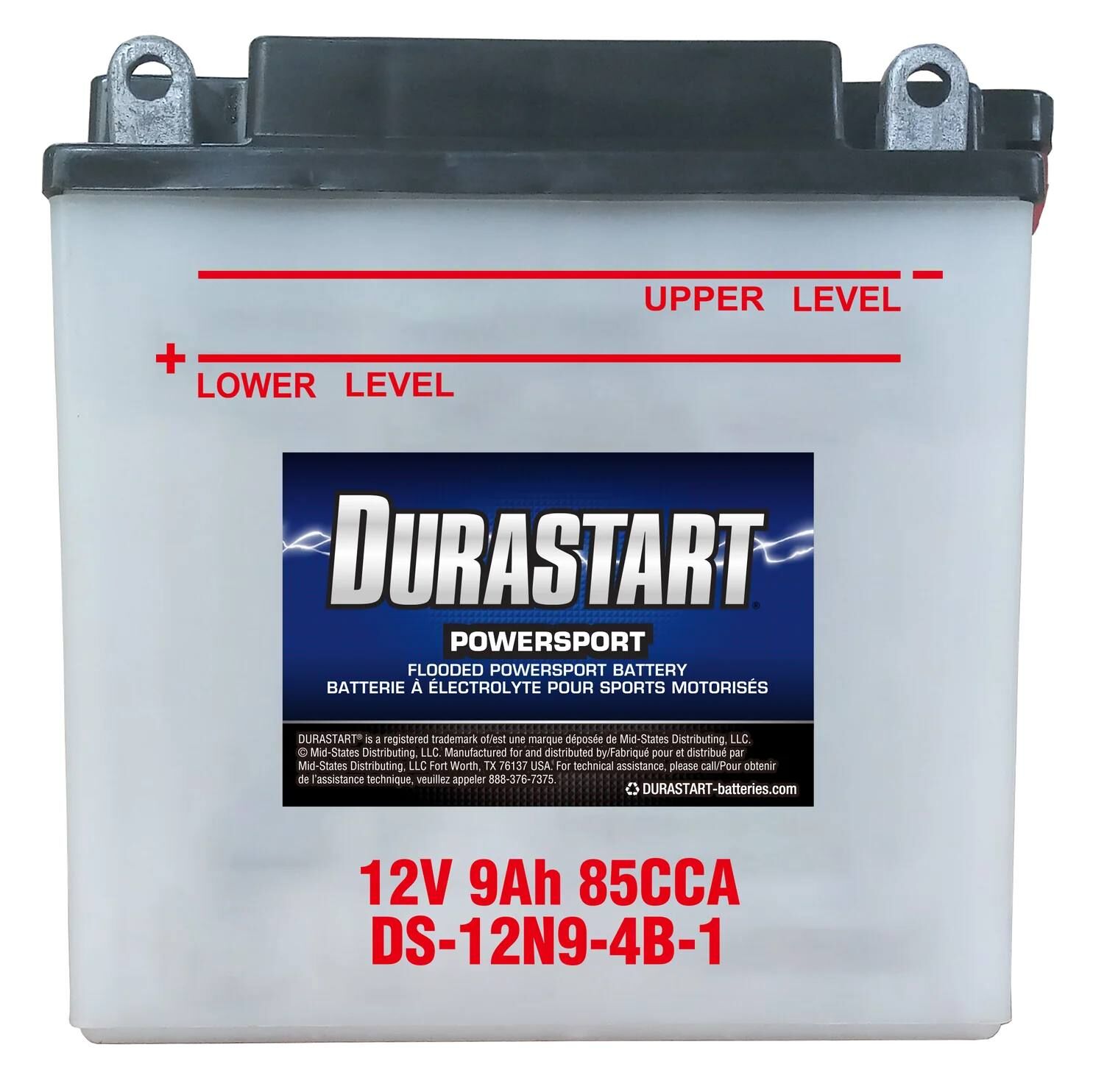 Durastart Flooded Powersport Battery 12N9-4B-1, 12V, 9Ah,85 CCA