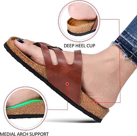 Women's Memory Foam Strappy Sandal in Tan