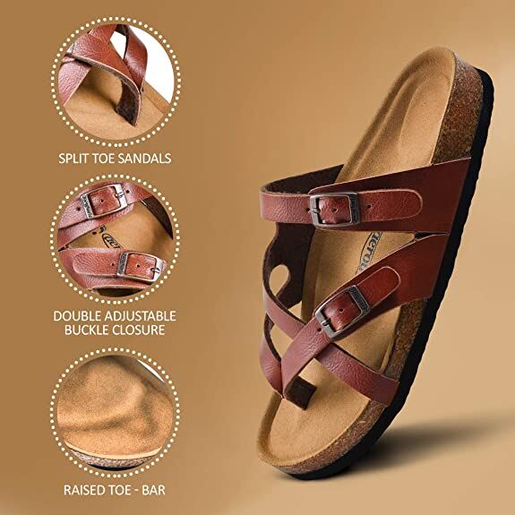 Women's Memory Foam Strappy Sandal in Tan