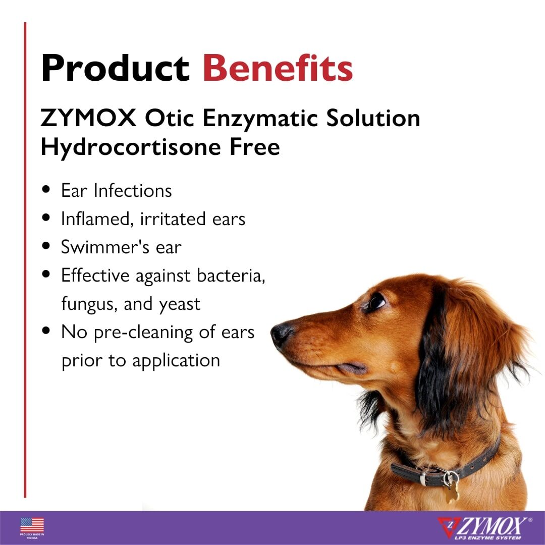 Zymox Ear Solution Plus Otic Without Hydrocortisone For Pets, 1.25-Oz.