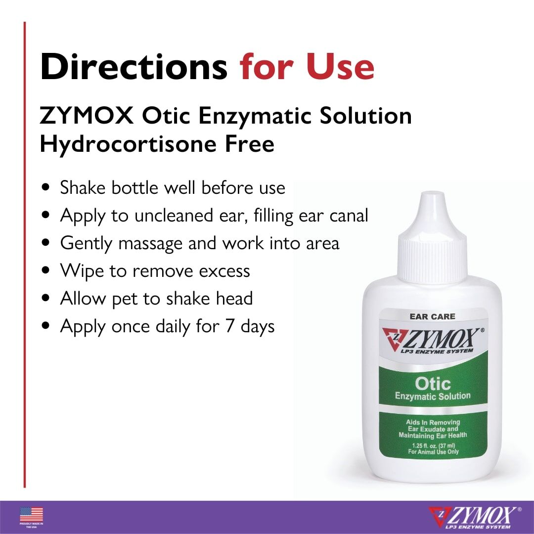 Zymox Ear Solution Plus Otic Without Hydrocortisone For Pets, 1.25-Oz.