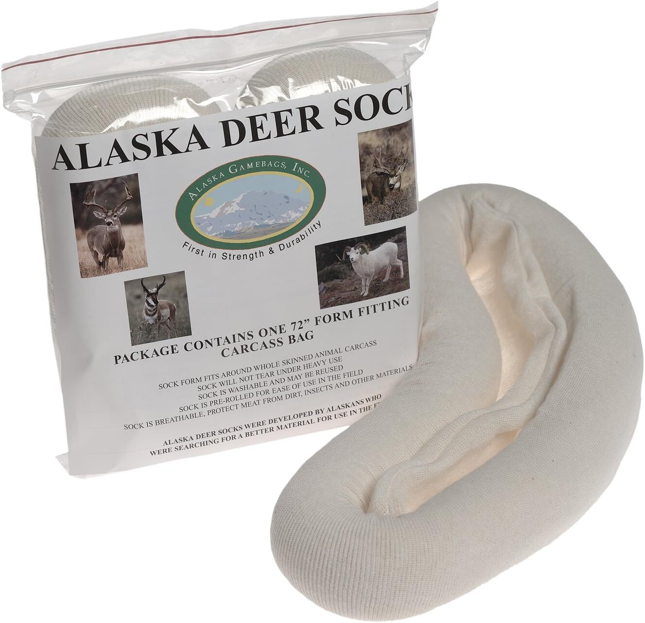 Alaska Game Bags White Alaska Deer Sock Rolled Carcass Bag, 72-In
