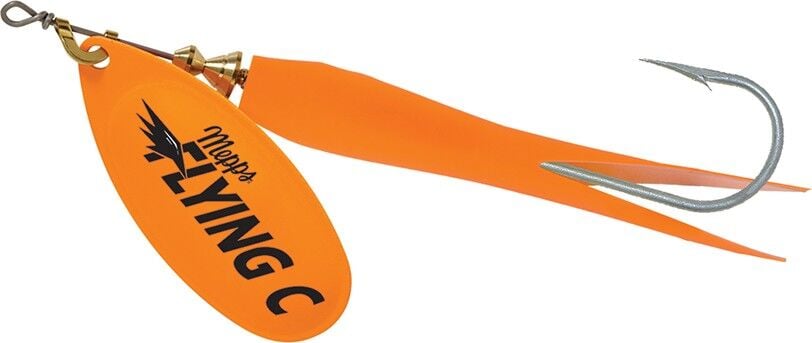 Mepps Flying C Hot Orange Blade and Sleeve Single Hook Spinner, 7/8-Oz