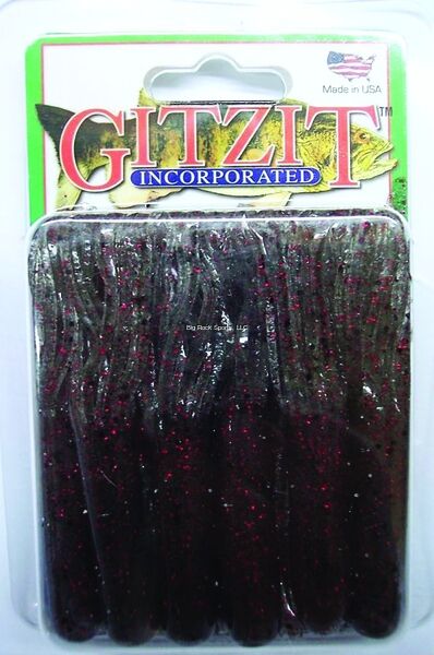 Gitzit The Original Fat Gitzit Smoke Red & Black Bait Tube, 3.5-In, 10-Pk