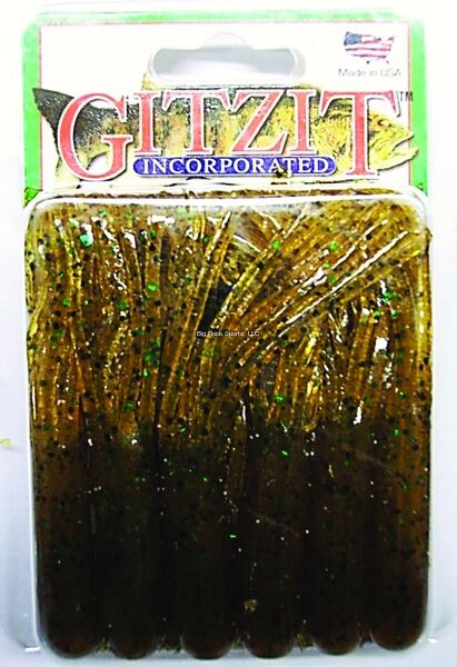 Gitzit The Original Fat Gitzit Brown Craw / Sparkle Bait Tube, 3.5-In, 10-Pk