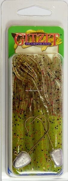 Gitzit The Original Fat Gitzit Olive Smoke / Red Sparkle Bait Tube, 3.5-In, 10-Pk