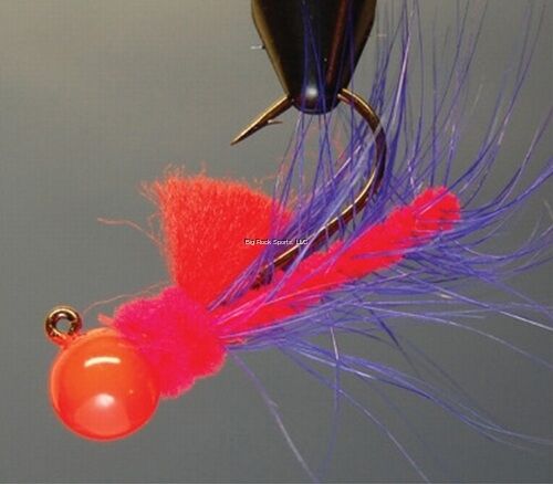 Hawken Fishing Aerojig Hackle Series Jig Flame Red/Purple, #1/0, 1/4-Oz