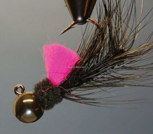 Hawken Fishing AeroJig Hackle Jig Black/Cerise, #1/0, 1/4-Oz