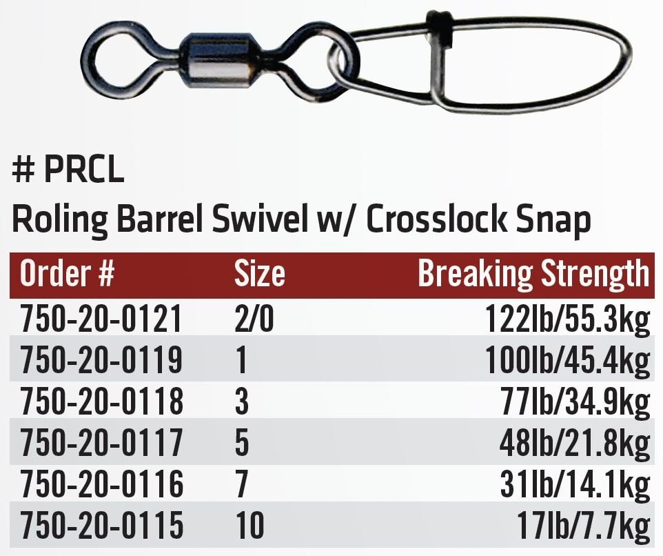 P-Line Roling Barrel Swivel With Crosslock Snap, Size 3, 9-Pk