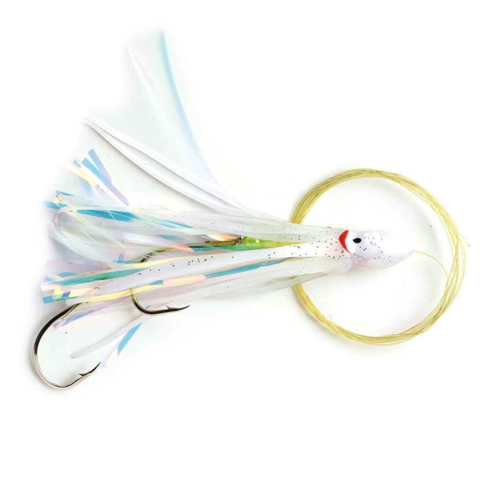 P-Line White Rigged Squids with Tinsel Insert