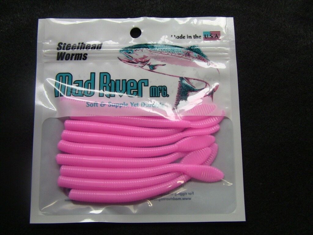Mad River Mfg. Bubble Gum Steelhead Worms, 4-In