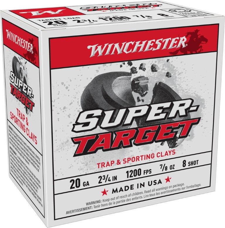 Winchester Super Target 20 Gauge 2 3/4" #8 Shot, 7/8-Oz, 25-Rd