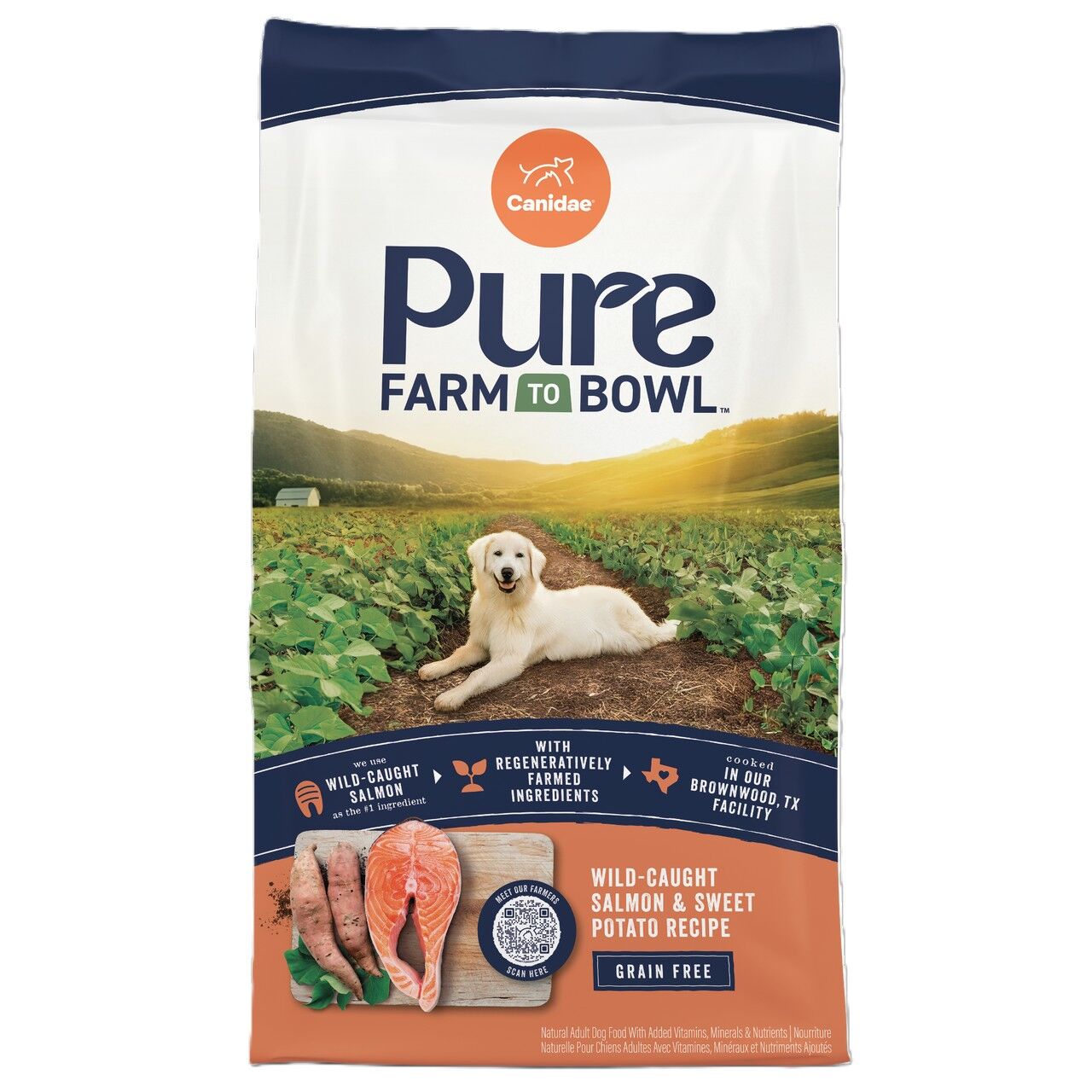Canidae Pure Farm to Bowl Wild-Caught Salmon & Sweet Potato Grain Free Recipe Dog Food, 24-Lb