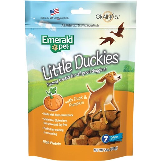 Emerald Pet Little Duckies Duck and Pumpkin Dog Treats, 5-oz Bag 
