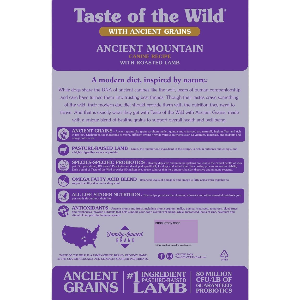 Taste of the Wild Ancient Mountain Canine Recipe with Roasted Lamb Dog Food, 5-Lb