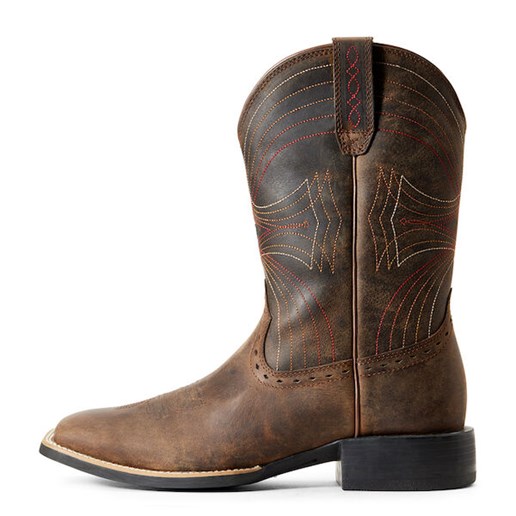 Ariat Men's Sport Wide Square Toe Western Boot in Distressed Brown