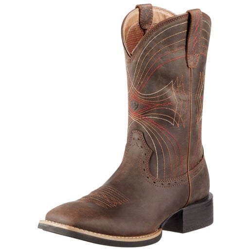 Ariat Men's Sport Wide Square Toe Western Boot in Distressed Brown