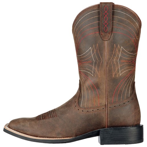 Ariat Men's Sport Wide Square Toe Western Boot in Distressed Brown