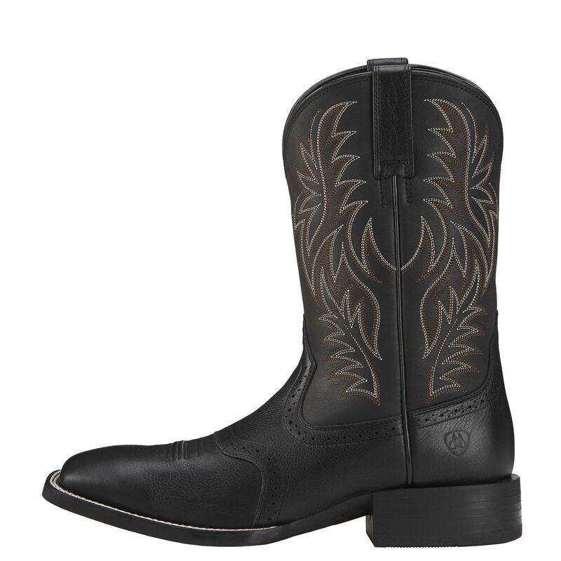Ariat Men's Sport Wide Square Toe Western Boot in Black