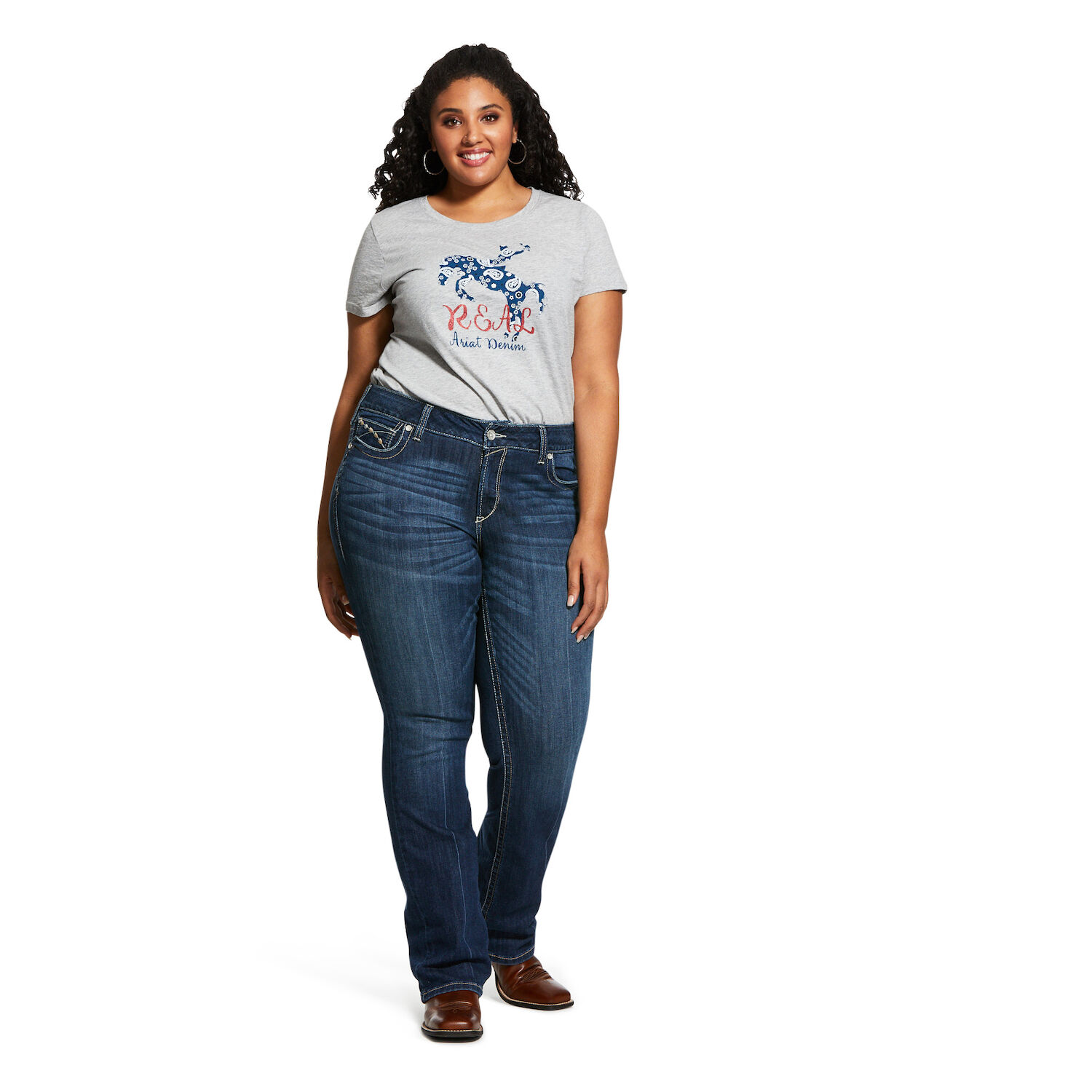 Ariat Women's R.E.A.L. Mid Rise Stretch Entwined Bootcut Jean