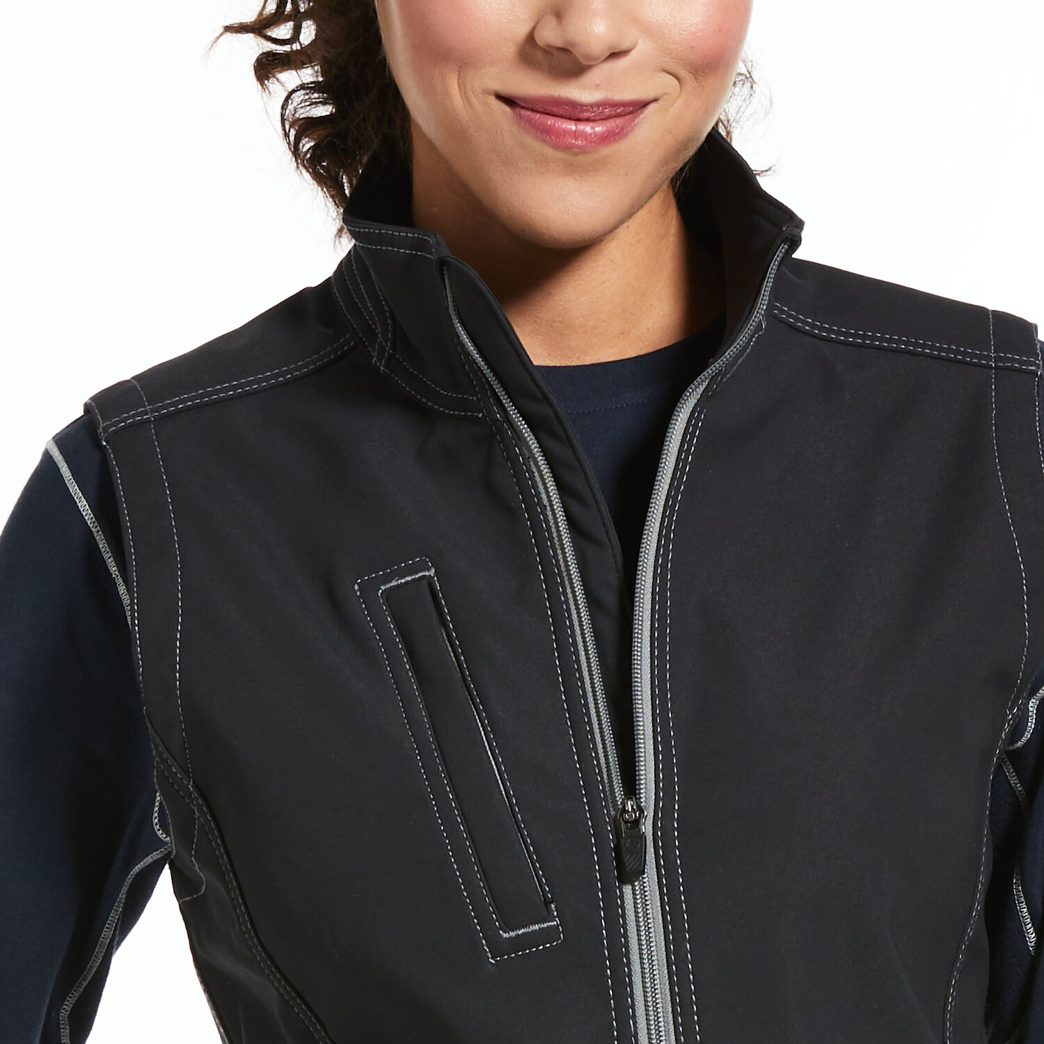 Women's Ariat Rebar Stretch Canvas Softshell Vest in Black