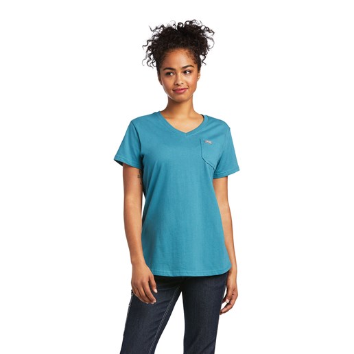 Ariat Women's Rebar Cotton Strong Flag Graphic T-Shirt in Hydro Blue