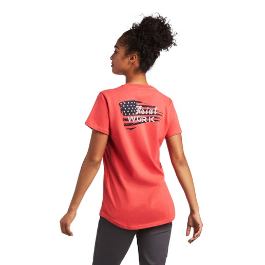Ariat Women's Rebar Cotton Strong Flag Graphic T-Shirt in Cranberry