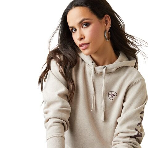 Ariat Women's Logo Hoodie in Oatmeal Heather