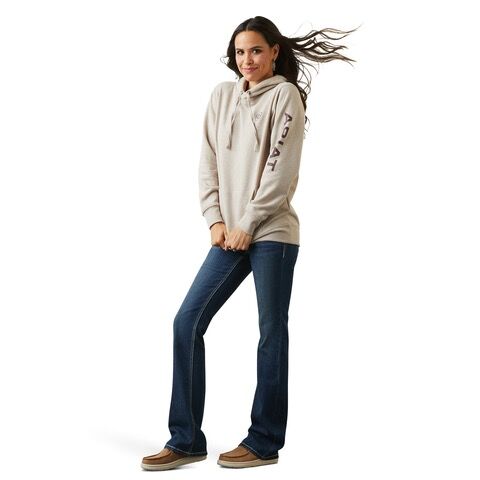 Ariat Women's Logo Hoodie in Oatmeal Heather