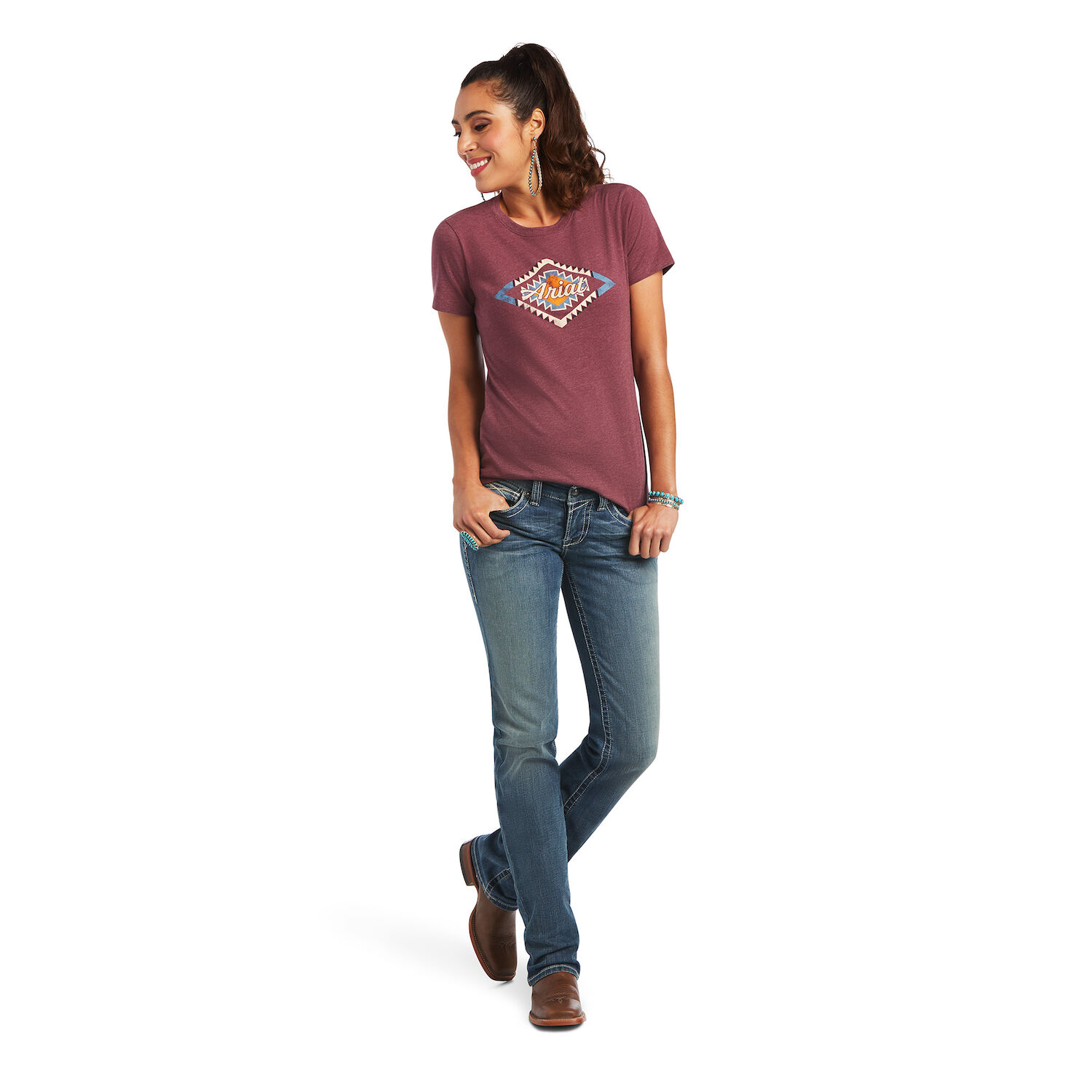 Ariat Women's Sol T-Shirt in Burgundy Heather