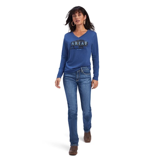 Ariat Women's REAL Chest Logo Relaxed Tee in True Navy