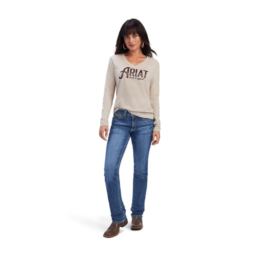 Ariat Women's REAL Chest Logo Relaxed Tee in Oatmeal Heather