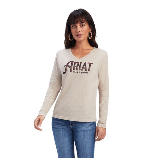 Ariat Women's REAL Chest Logo Relaxed Tee in Oatmeal Heather