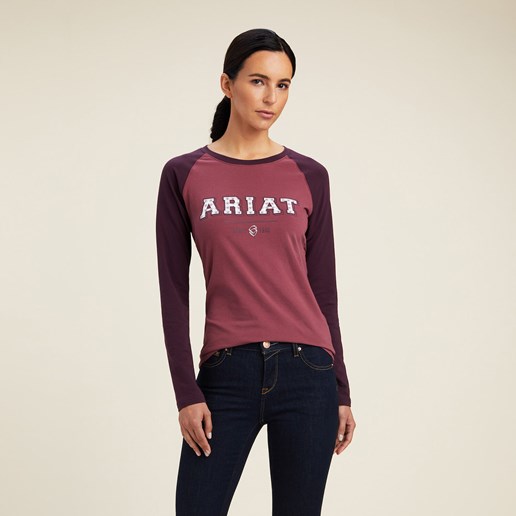 Ariat Women's Varsity T-Shirt in Mulberry/Nostalgia Pink