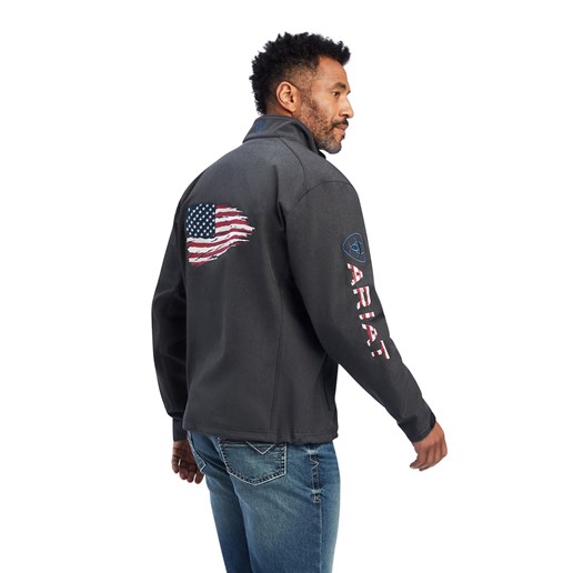 Ariat Men's Logo 2.0 Patriot Softshell Water Resistant Jacket in Charcoal