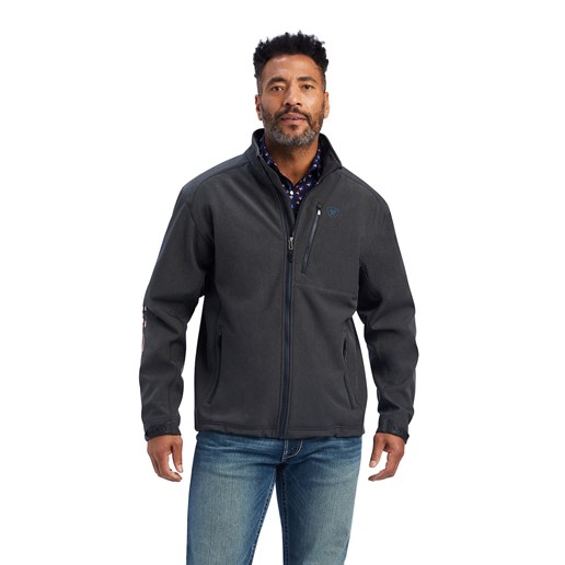 Ariat Men's Logo 2.0 Patriot Softshell Water Resistant Jacket in Charcoal