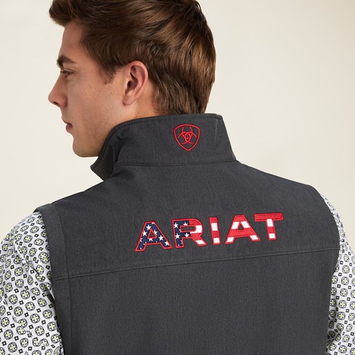 Ariat Men's Logo 2.0 Softshell Vest in Charcoal/Americana