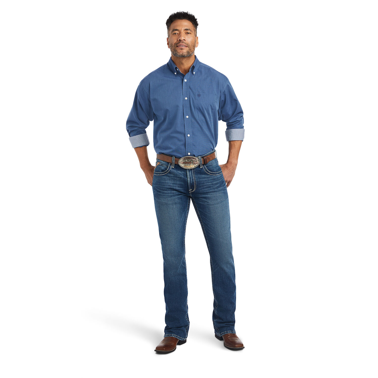 Ariat Men's Wrinkle Free Solid Pinpoint Oxford Classic Fit Shirt