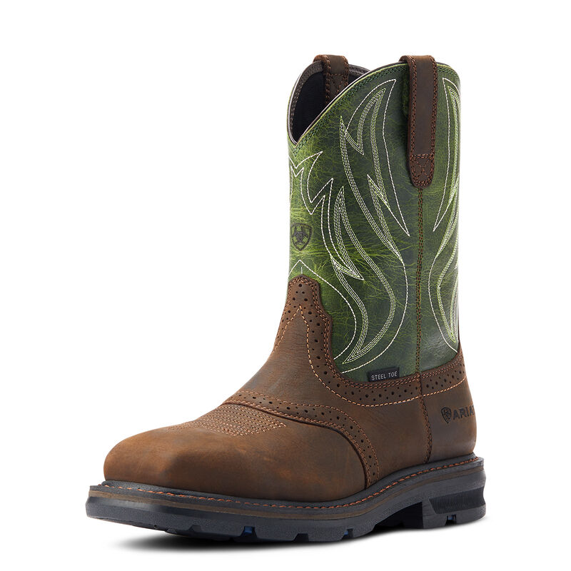 Men's Sierra Shock Shield Steel Toe Work Boot in Green