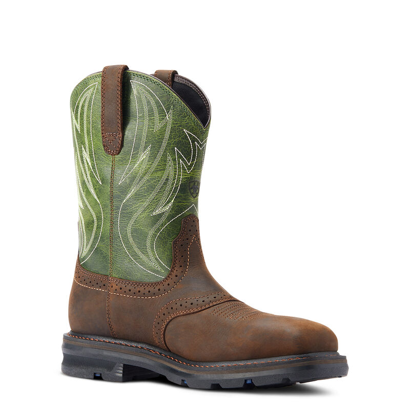 Men's Sierra Shock Shield Steel Toe Work Boot in Green