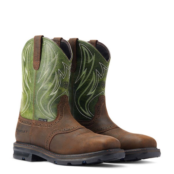 Men's Sierra Shock Shield Steel Toe Work Boot in Green