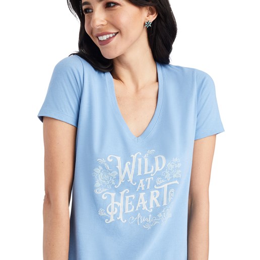 Ariat Women's Wild Heart Tee in Light Blue Heather
