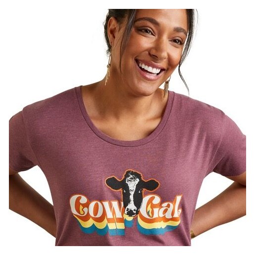 Ariat Women's Cow Gal T-Shirt in Burgundy Heather