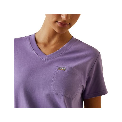 Women's Rebar Cotton Strong V-Neck Top in Paisley Purple