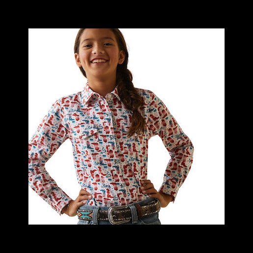 Girl's Blazin' Boots Shirt in Red