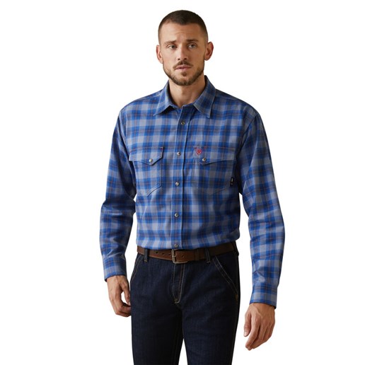 Men's FR Oz Snap Work Shirt in Blue