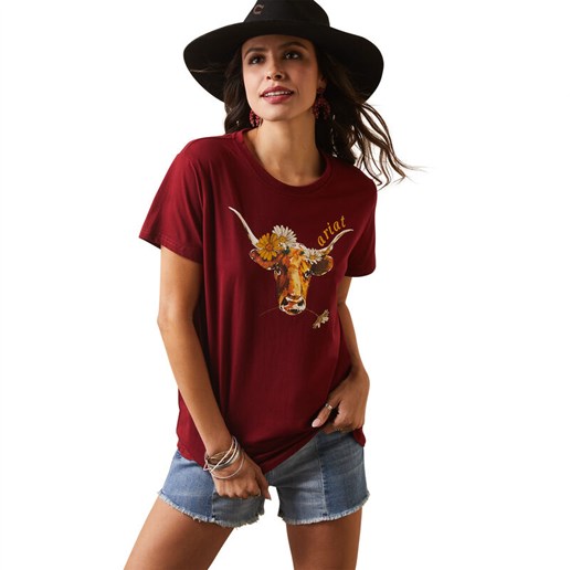 Women's R.E.A.L. Daisy Steer T-Shirt in Red